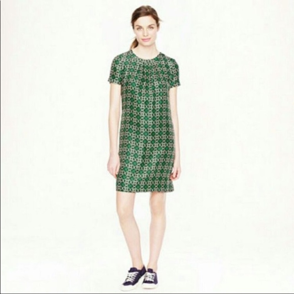J. Crew Green Patterned Dress
